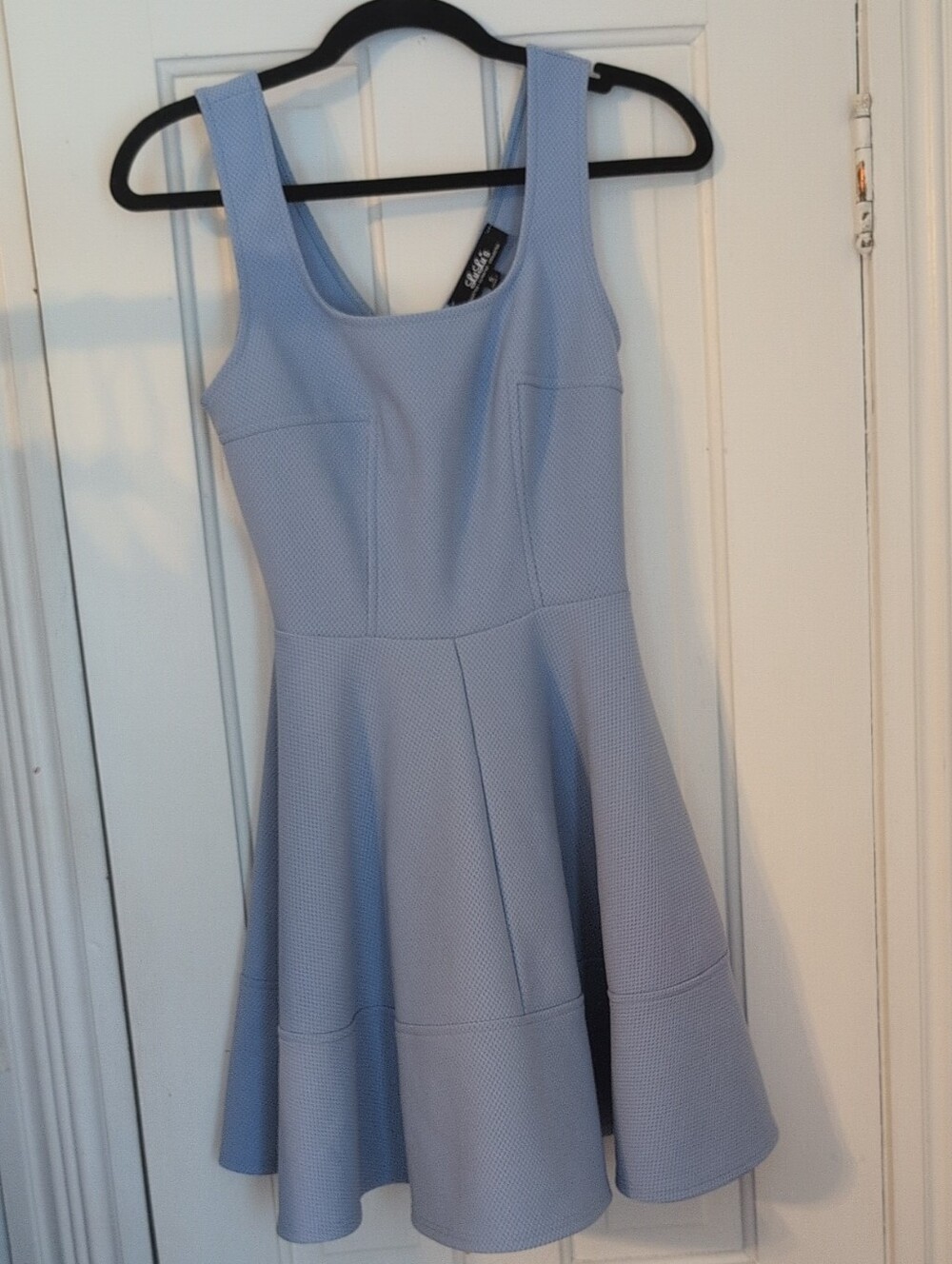 Lulu's Pale Blue Textured Skater Dress